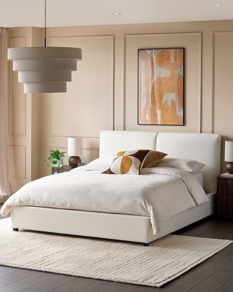 Dusk Scotland Leona Super King Ottoman Storage Bed Ivory Soft Boucle Front
