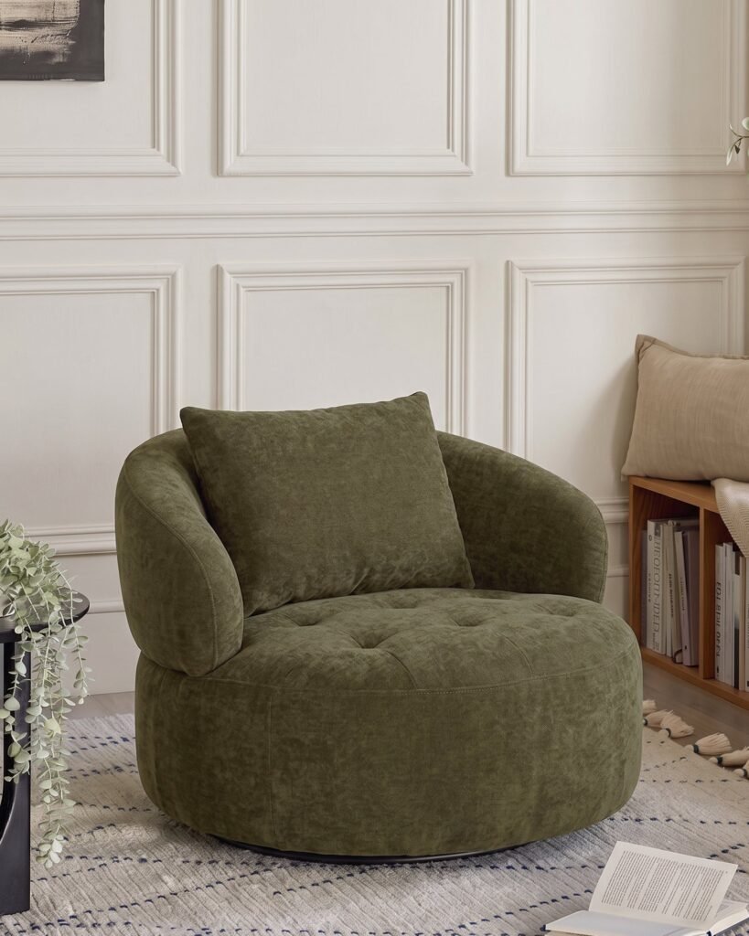 Lia dark green Dusk Scotland chenille swivel armchair Front