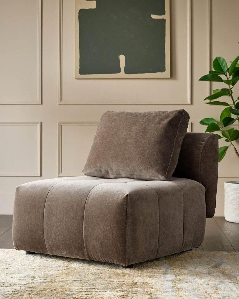 Lillian mocha fabric Dusk single sofa module Front