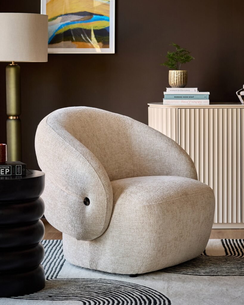 Lillian natural chunky Dusk England weave accent chair Front
