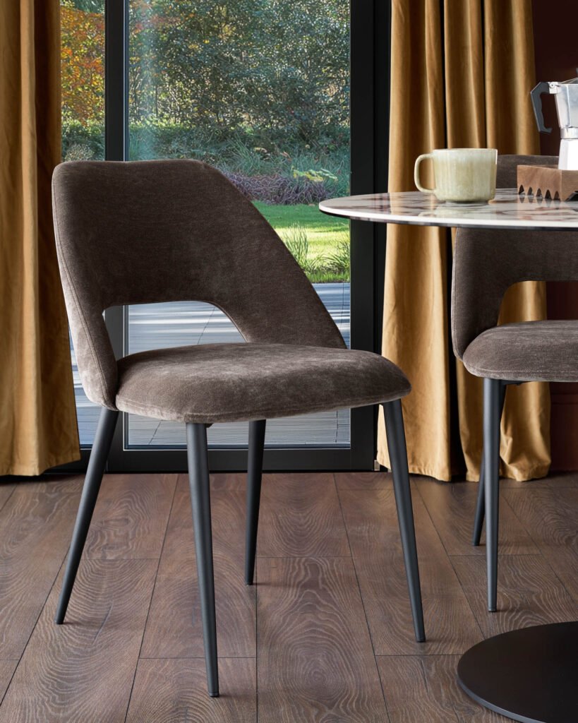 Lottie mocha fabric dining chair - set of 2 – Dusk England Front