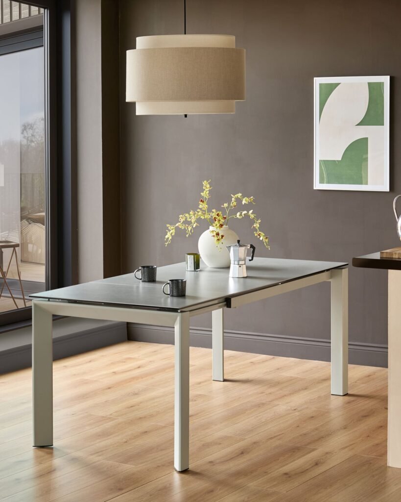 Louis Light Grey Ceramic Extending 6 To 8 Seater Dining Table – Dusk England Front