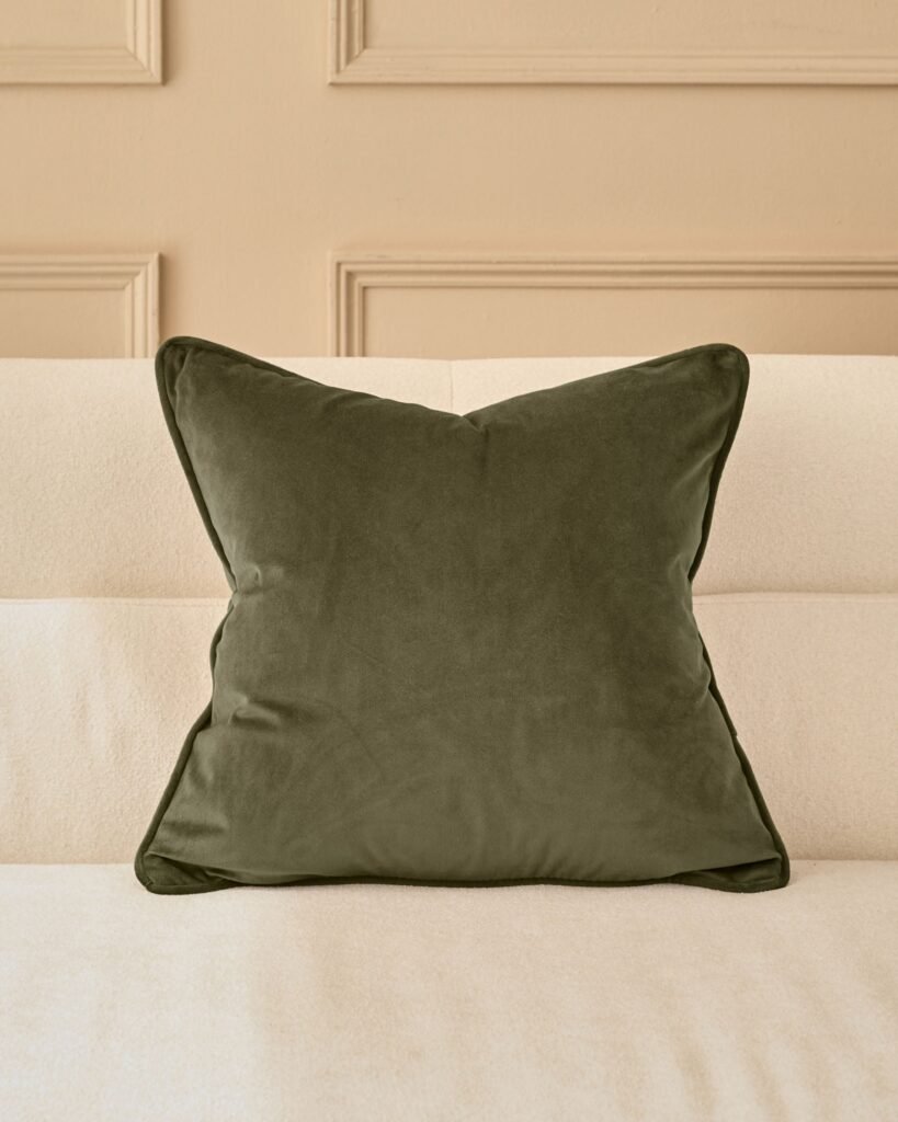 Luca olive Dusk green medium cushion Front