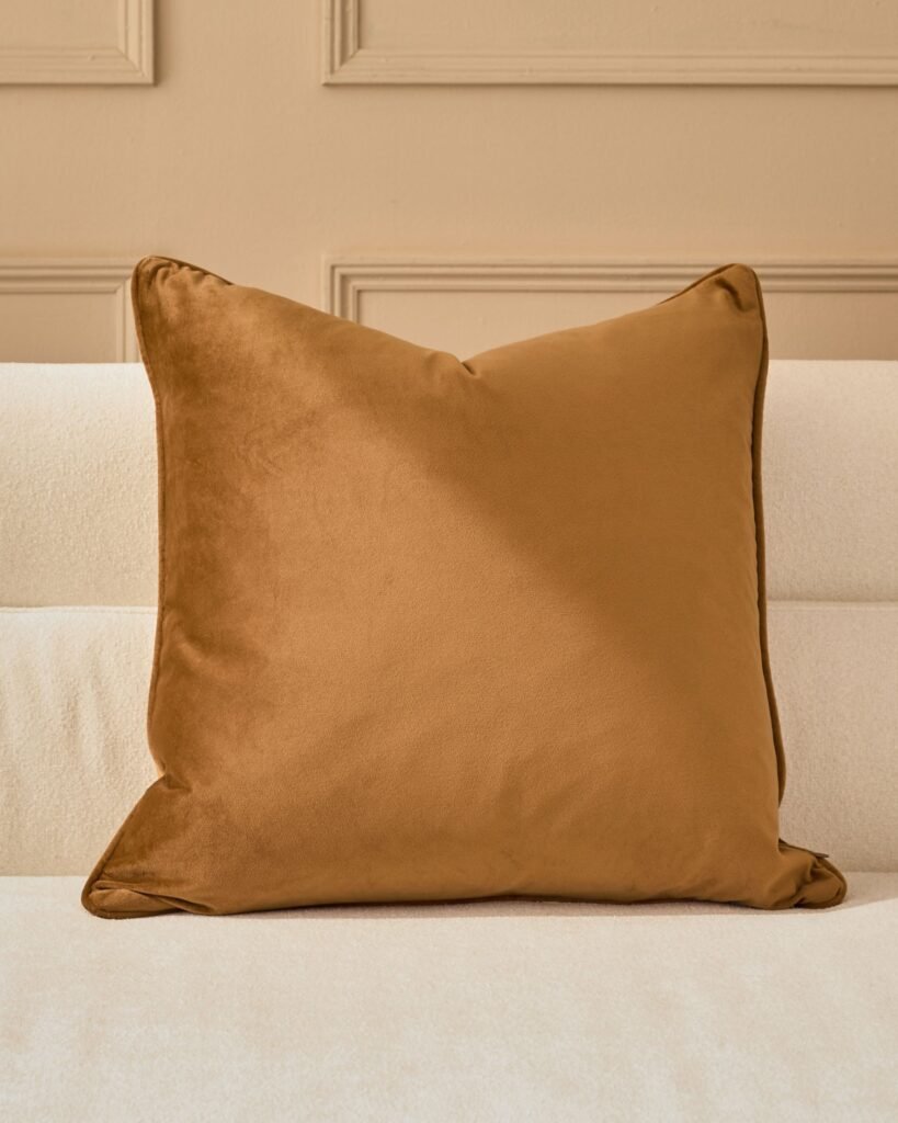 Luca caramel Dusk England large cushion Front