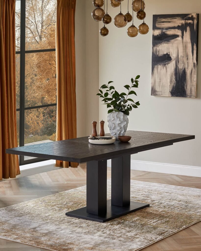 Morgan 6 to 8 Seat Dusk England Extending Dark Oak Dining Table Front