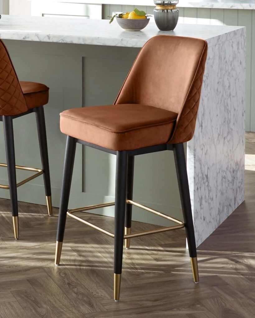 Dusk Scotland Mae Rust Velvet Bar stool Front