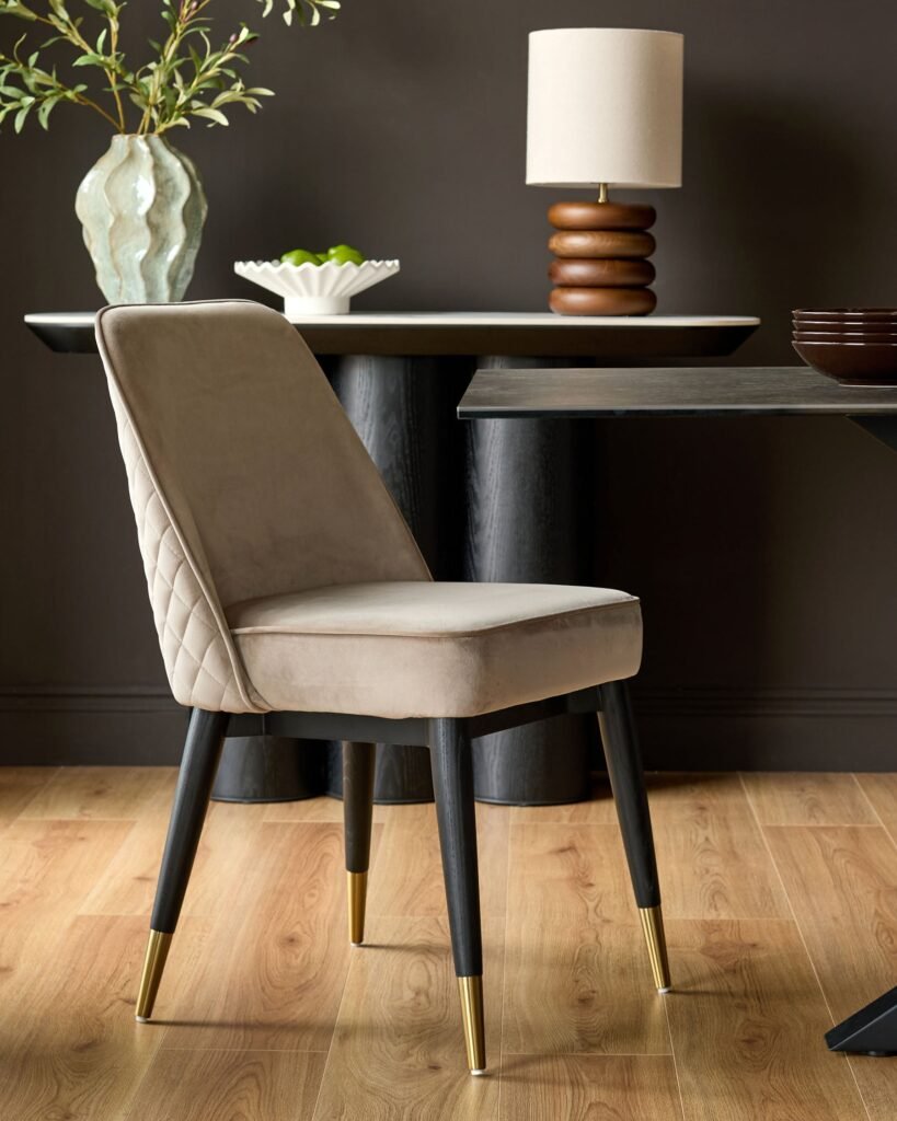 Mae champagne velvet dining Dusk Scotland chair - set of 2 Front