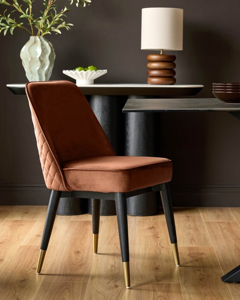 Mae rust velvet dining chair - set of 2 – Dusk Scotland Front