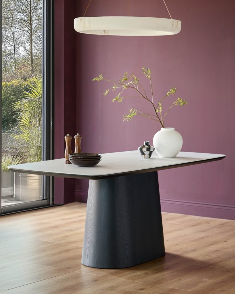 Manhattan white ceramic 8 seater dining table – Dusk Front