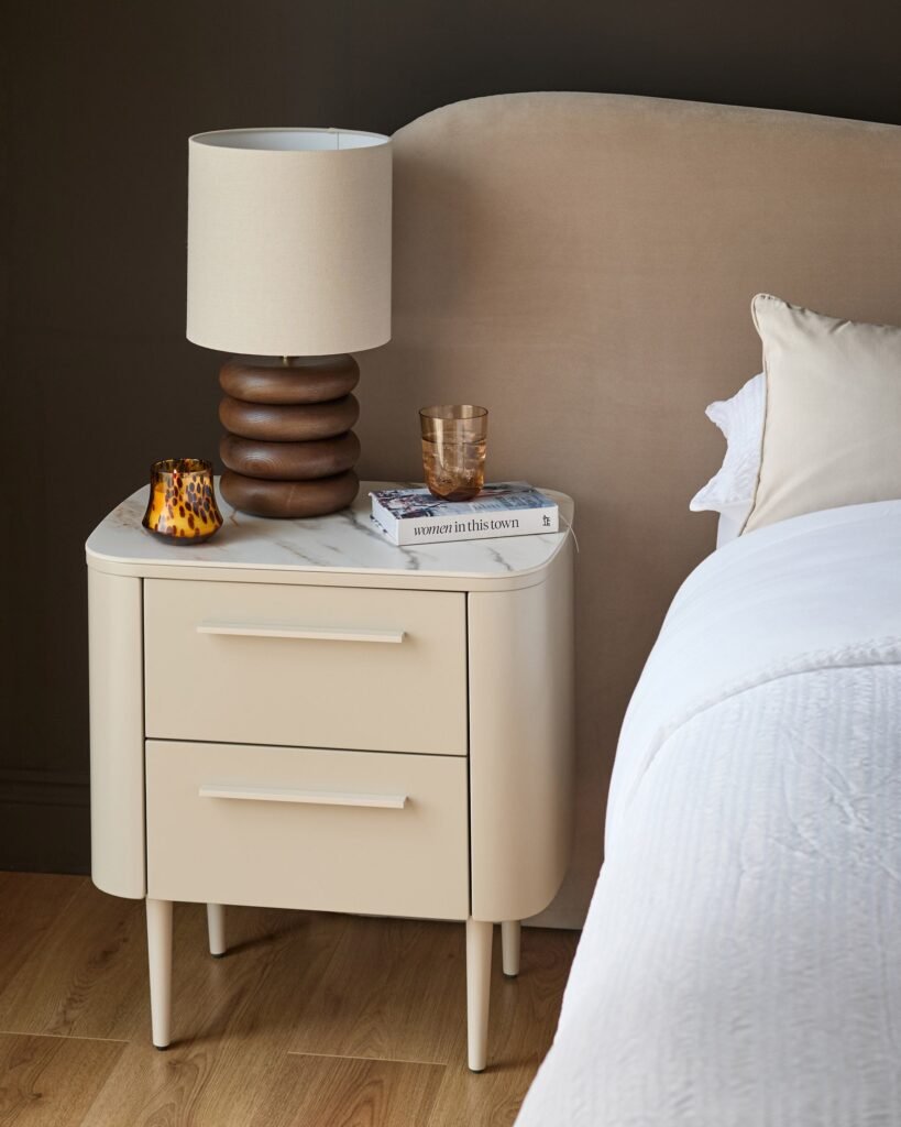 Dusk Scotland Manhattan natural ceramic 2 drawer bedside table Front