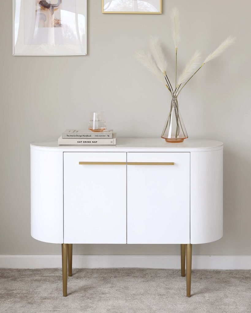 Manhattan White Oak and Marbled Ceramic Small Sideboard – Dusk England Front