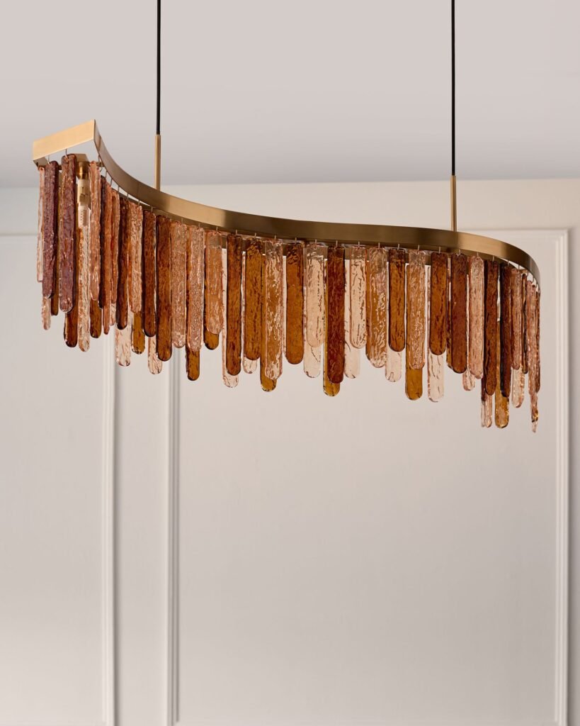 Mar caramel and champagne Dusk glass 9 bulb chandelier light Front