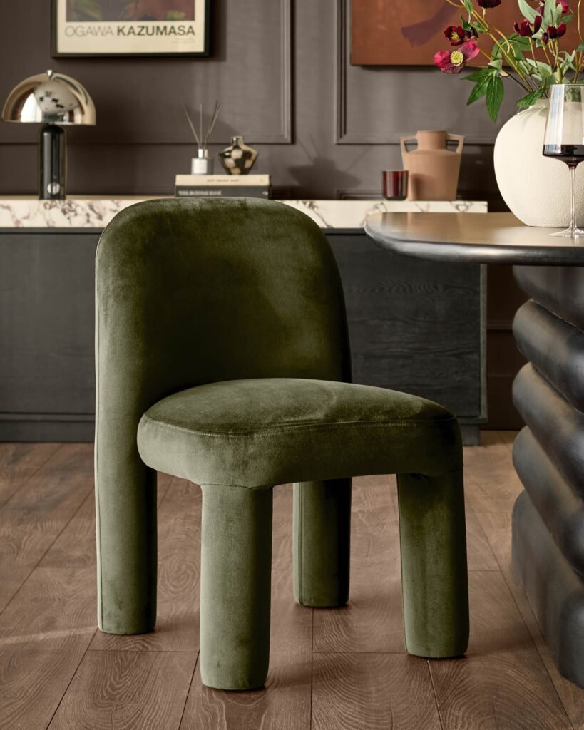 Mason olive green velvet dining Dusk England chair - set of 2 Front