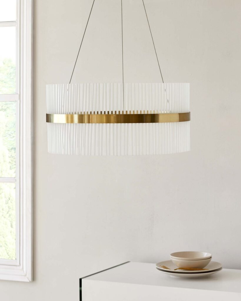 Mila Brushed Brass Dusk Round Halo Pendant Front