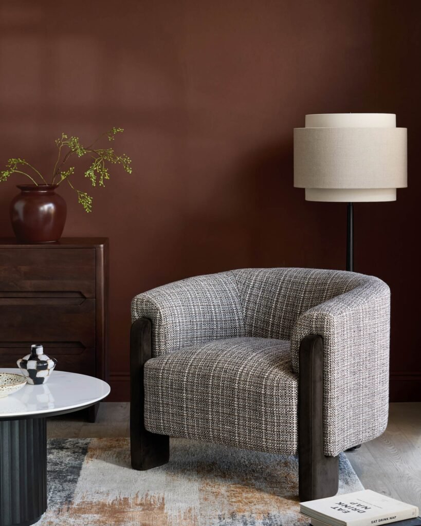 Miles dark chocolate Dusk Scotland mixed material occasional chair Front