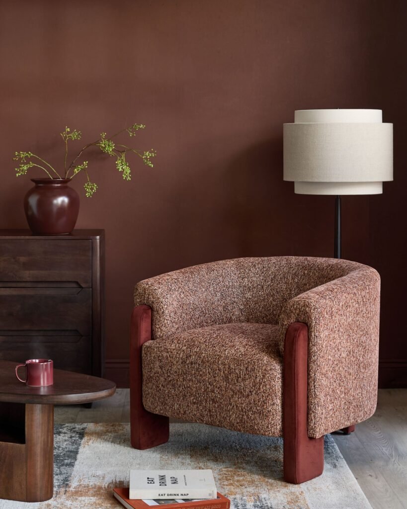 Miles toffee red Dusk England mixed material occasional chair Front