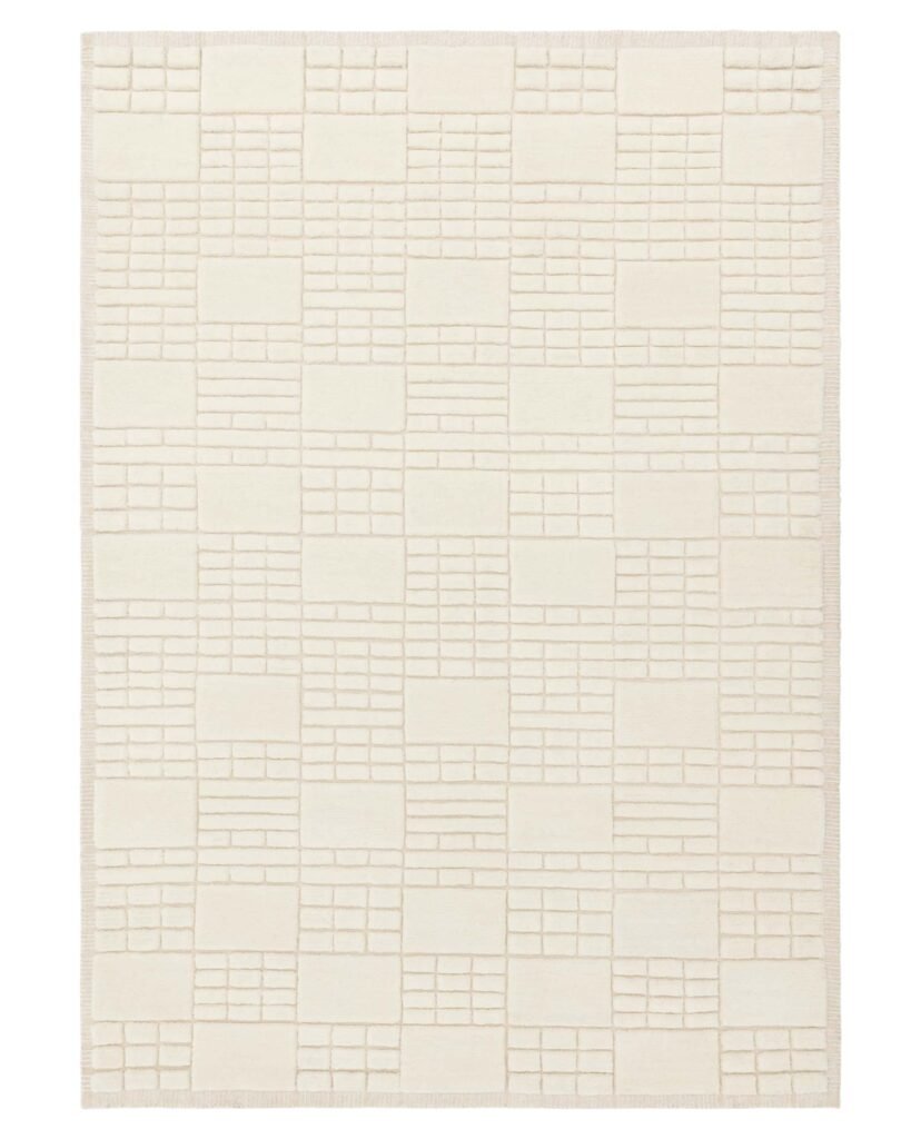 Dusk Mosaic cream sculpted wool large rug Front