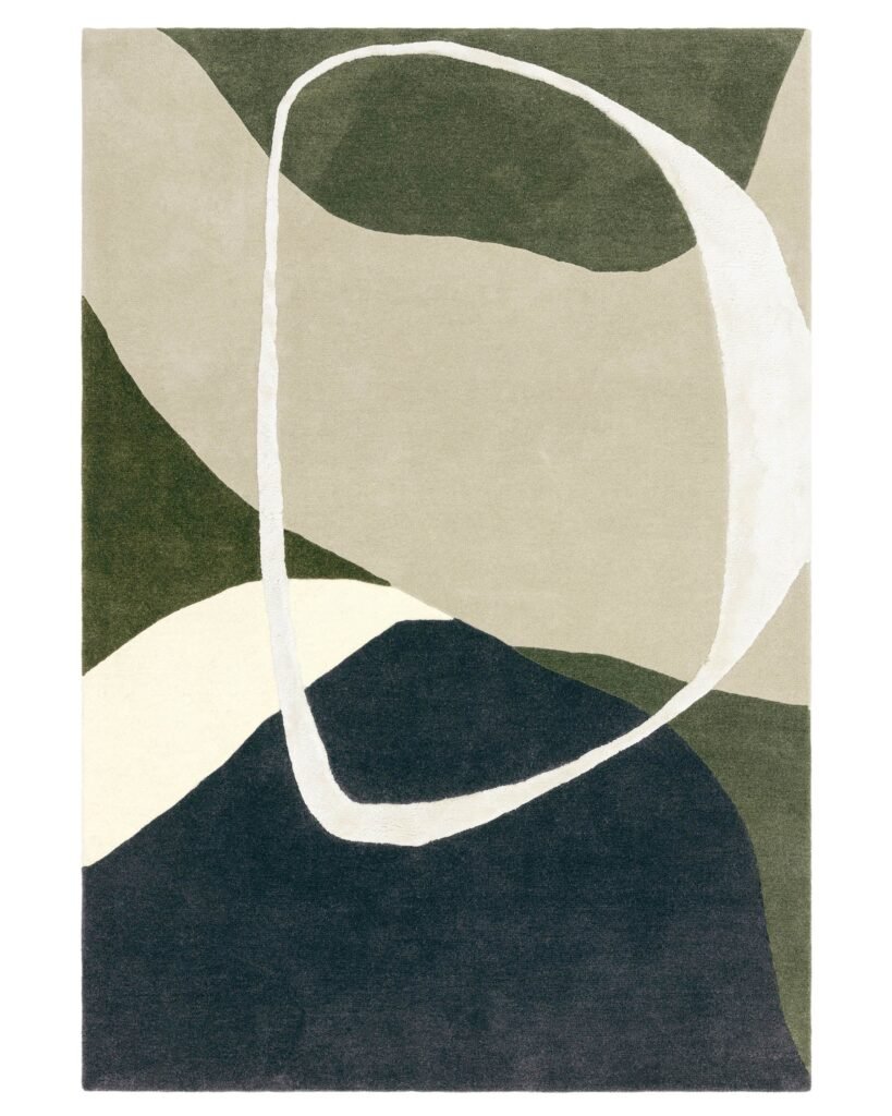 Dusk Scotland Neo olive and navy textured small wool rug Front