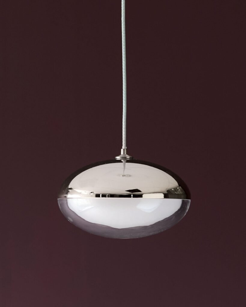 Dusk Nina silver chrome with clear glass LED adjustable single drop pendant light Front