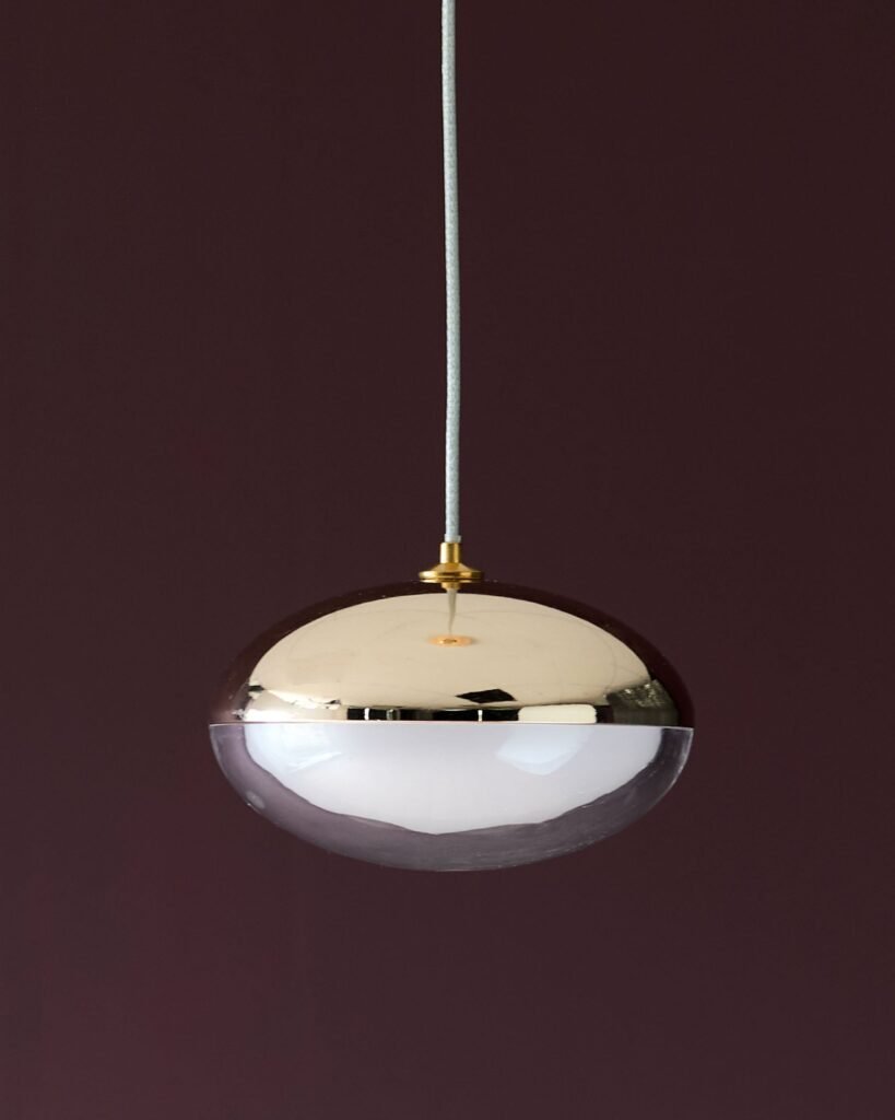 Nina soft gold with clear glass LED adjustable single pendant light – Dusk Front