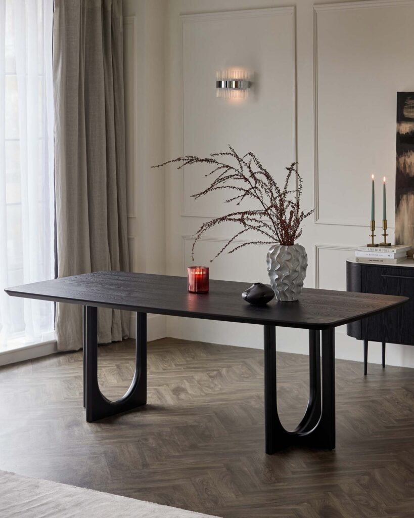Orlan 8 Seater Fixed Dusk Dining Table Black Ash Front