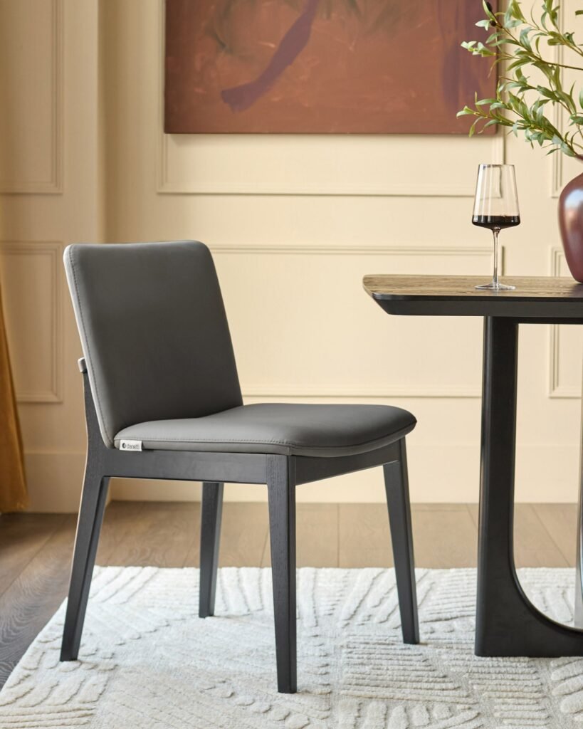 Otis dark grey leather dining chair - set of 2 – Dusk England Front