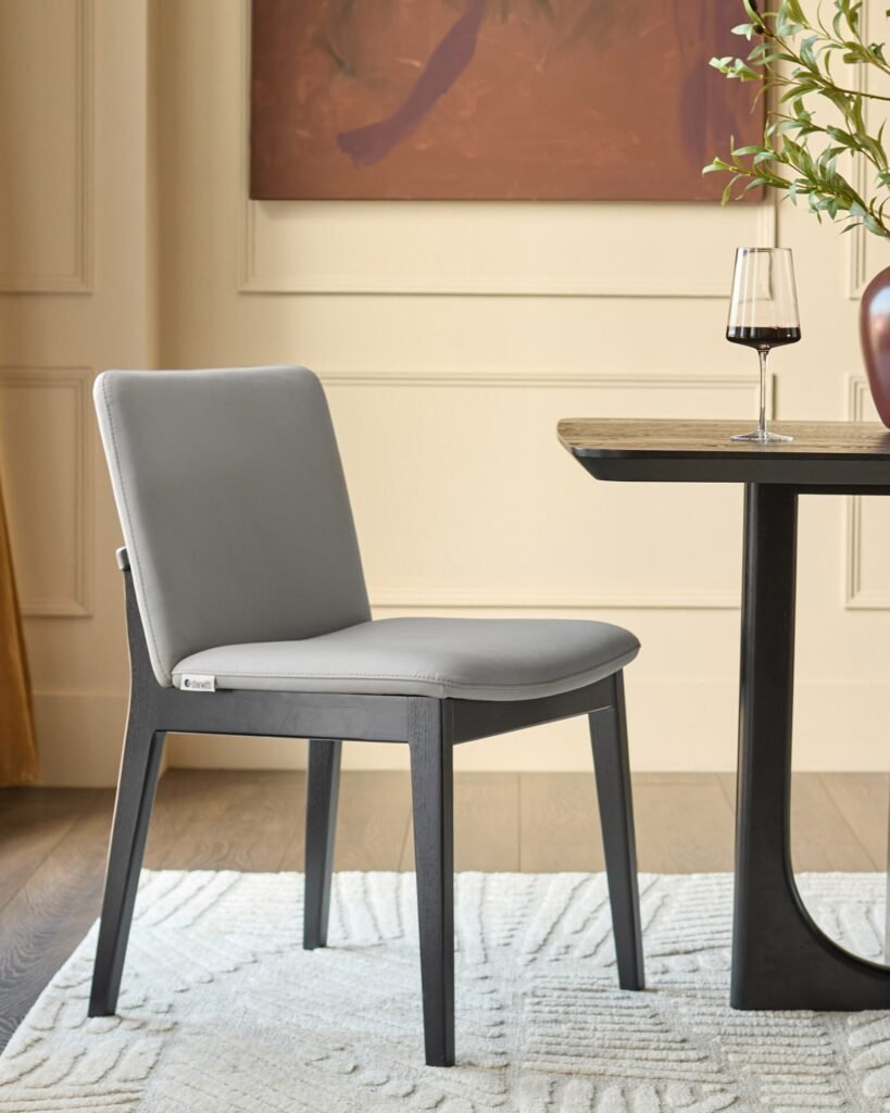 Dusk Scotland Otis light grey leather dining chair - set of 2 Front