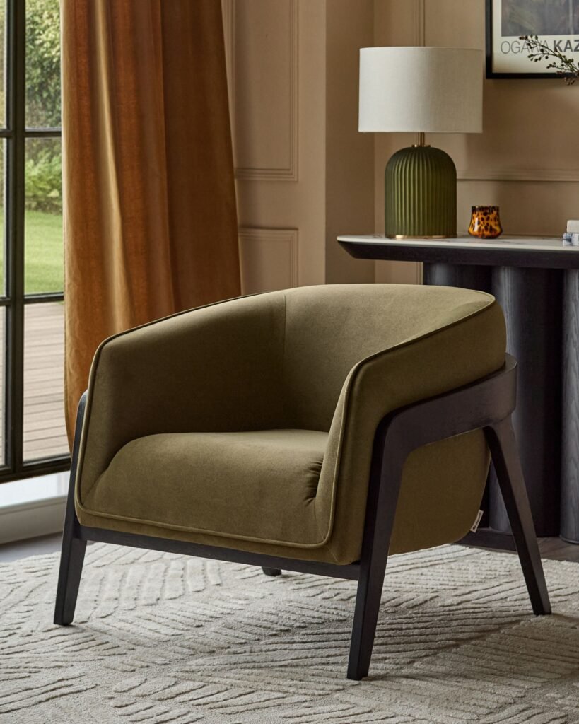 Palmer pistachio green Dusk plush fabric occasional chair Front