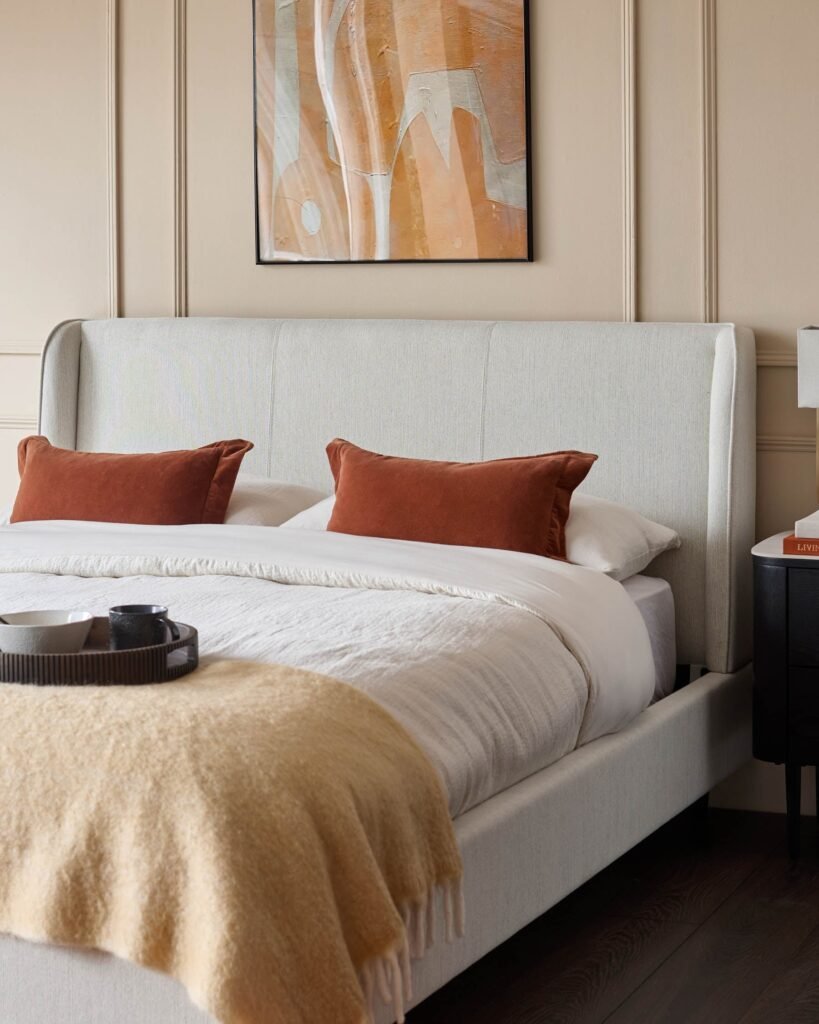 Dusk Paolo ivory dual tone fabric super king bed Front