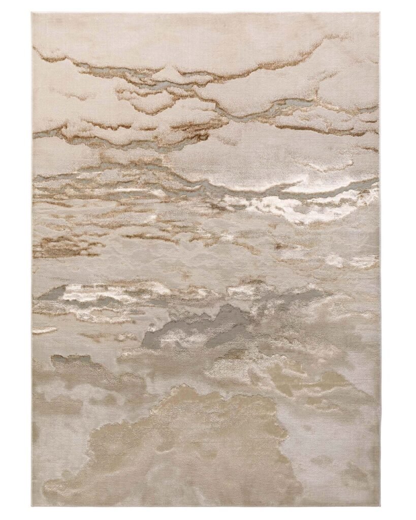 Dusk England Perla gold textured medium rug Front