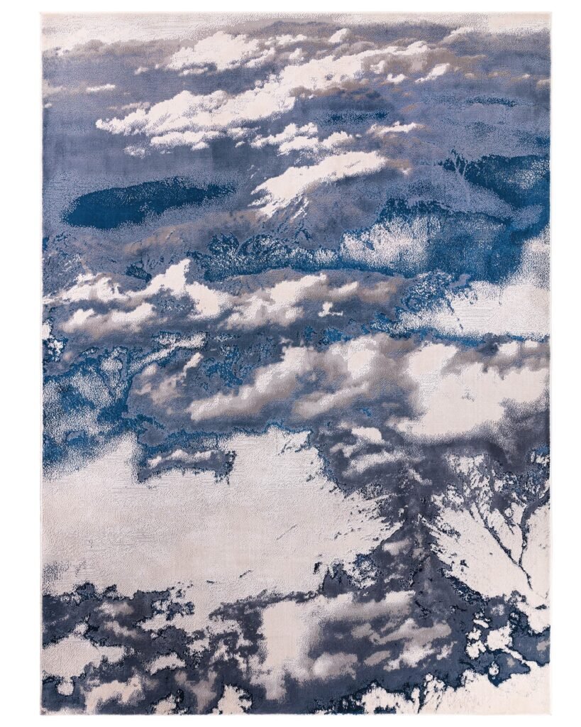 Dusk Perla dark navy textured small rug Front