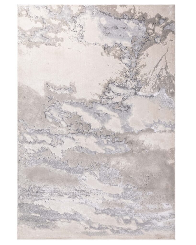 Dusk England Perla silver textured large rug Front
