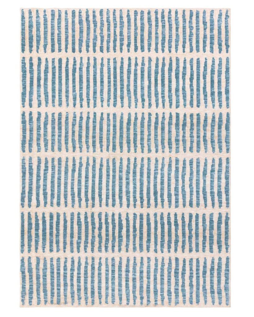 Raine cream and Dusk blue textured small rug Front