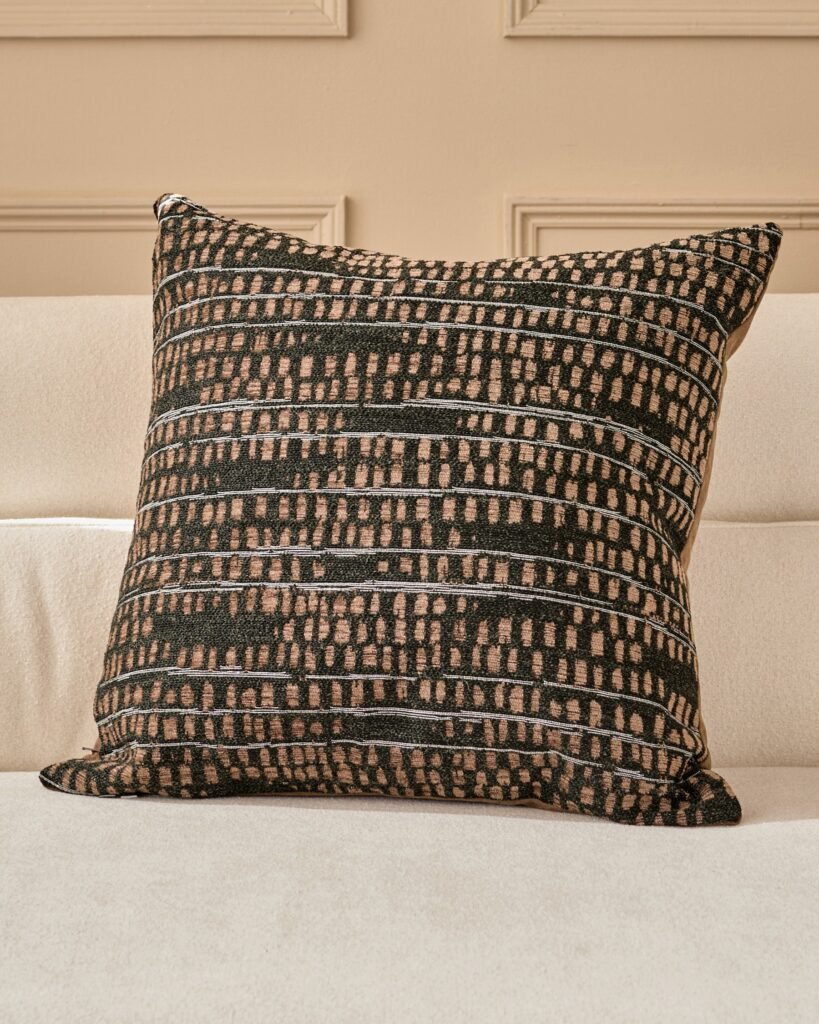 Rania black large cushion – Dusk England Front