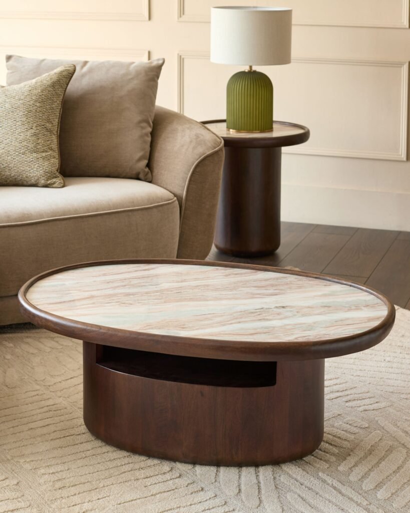 Dusk Rayna toronto marble dark mango wood coffee table Front