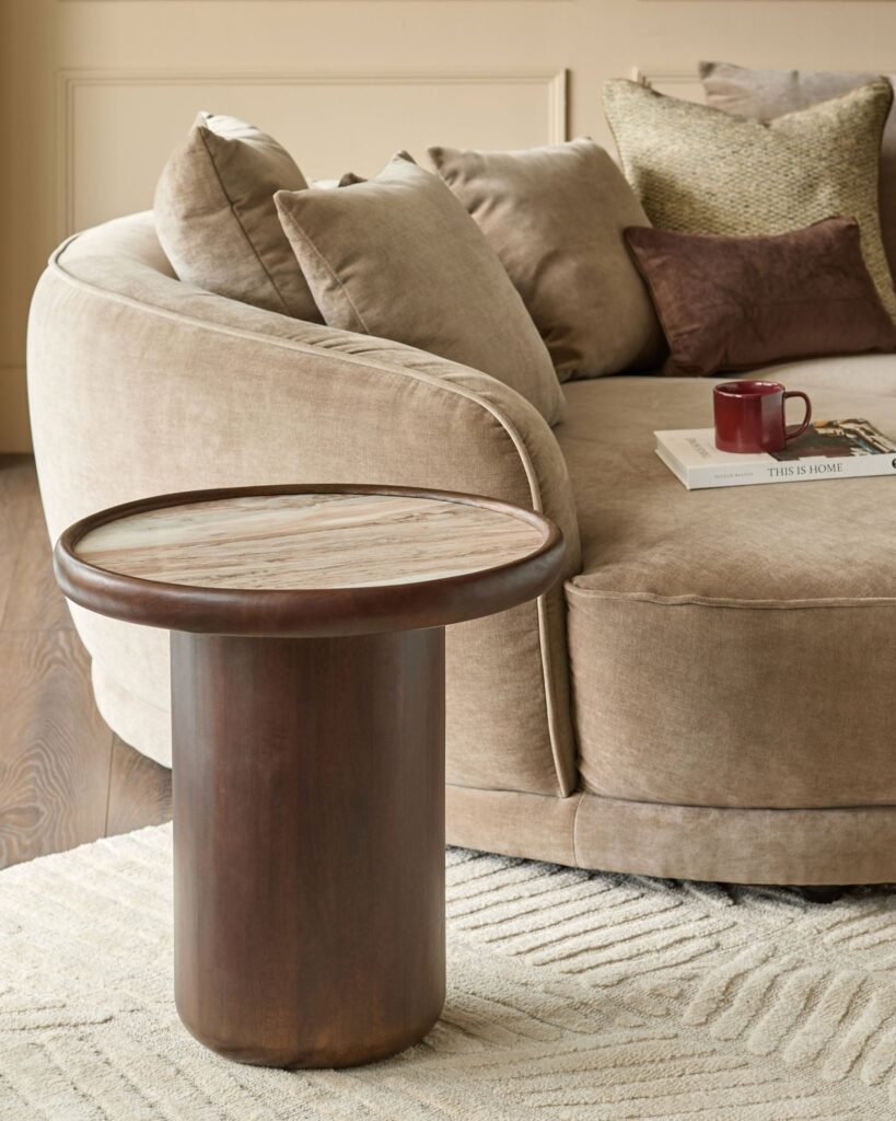 Rayna toronto marble dark Dusk mango wood side table Front