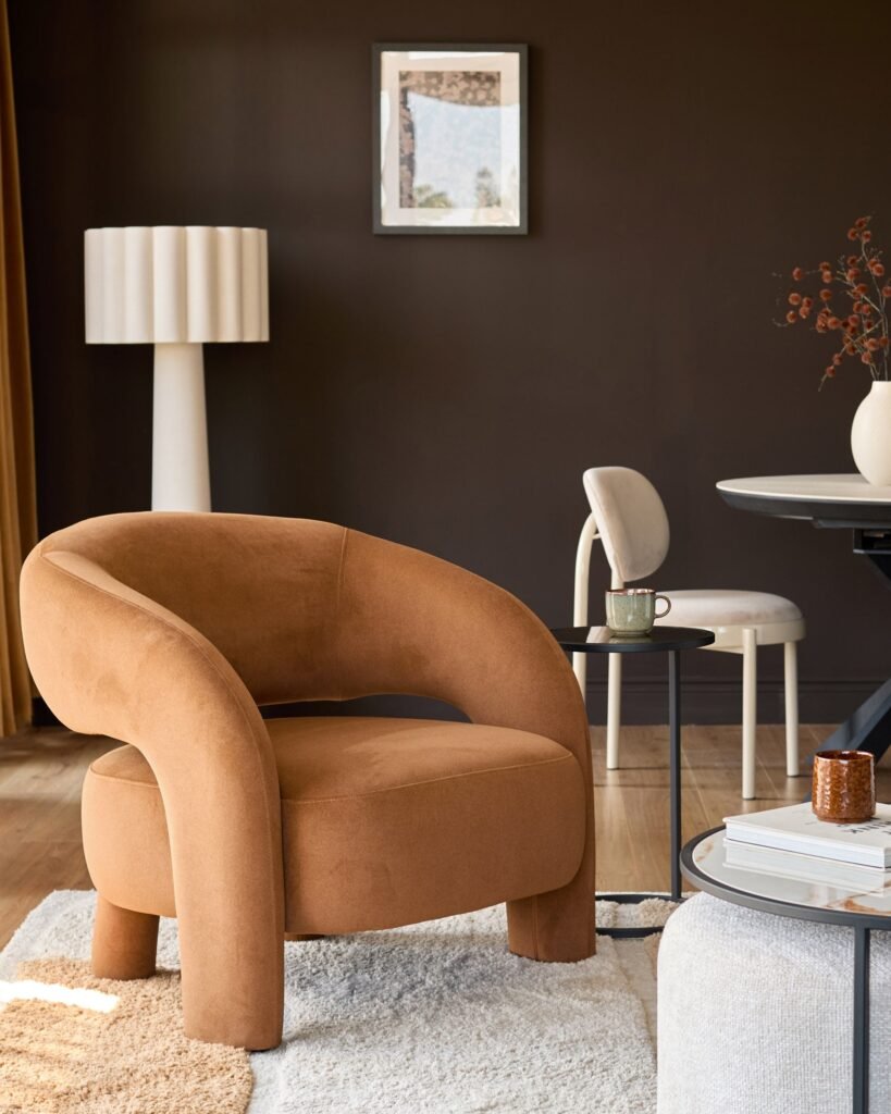 Rhett caramel Dusk fabric accent chair Front