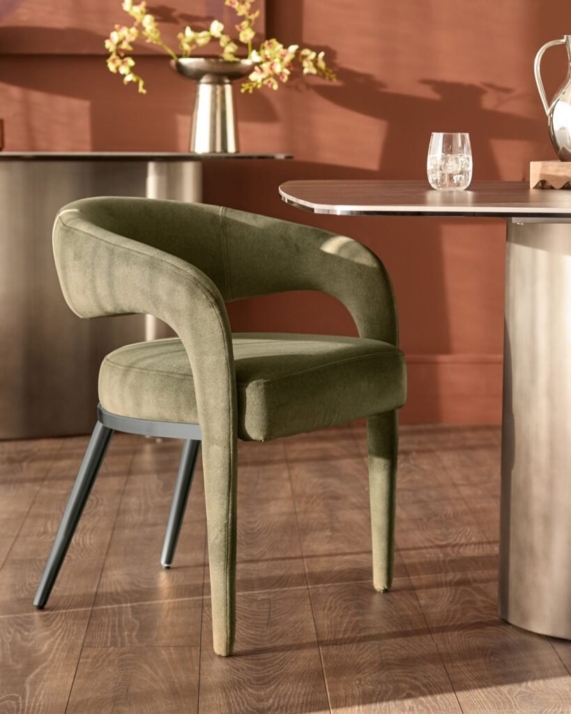 Dusk England Rhett olive green fabric dining chair Front