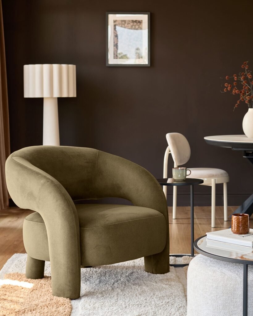 Rhett pistachio green fabric accent chair – Dusk England Front