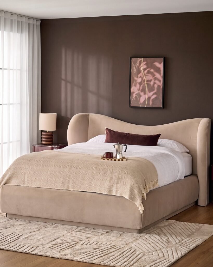 Dusk Rhiannon champagne velvet king size ottoman storage bed Front