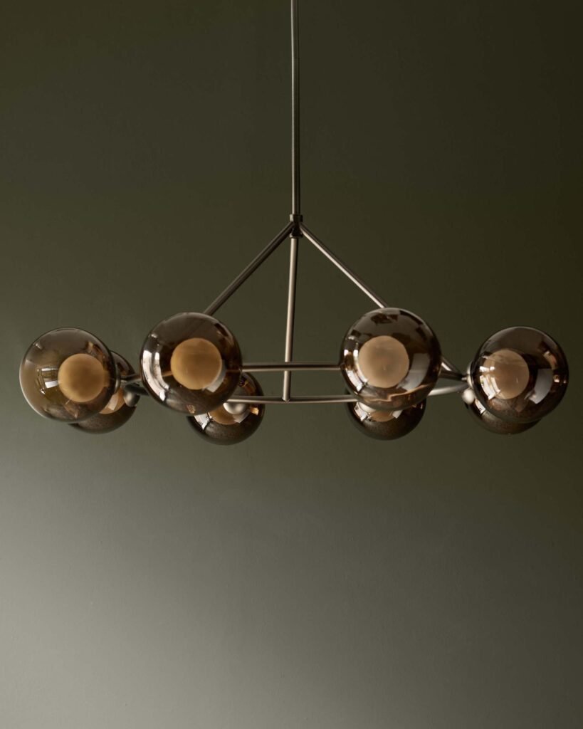 Riley mocha glass 8 light adjustable pendant – Dusk England Front