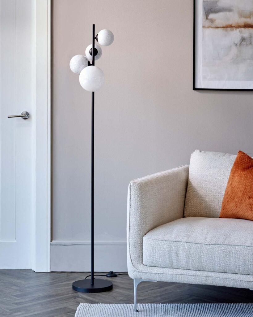 Riley Marble Look 4 Dusk Scotland Light Glass Floor Lamp Front