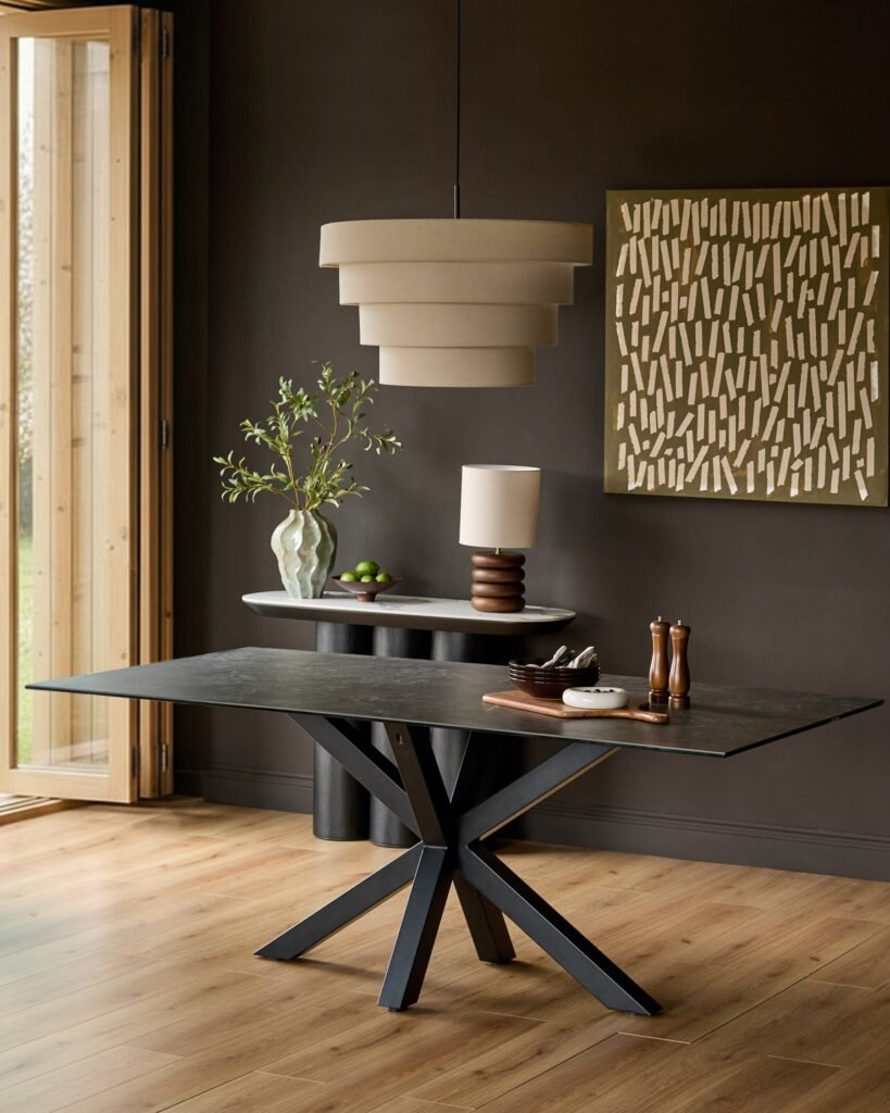 Dusk Scotland Riley dark grey ceramic 8 seater dining table Front