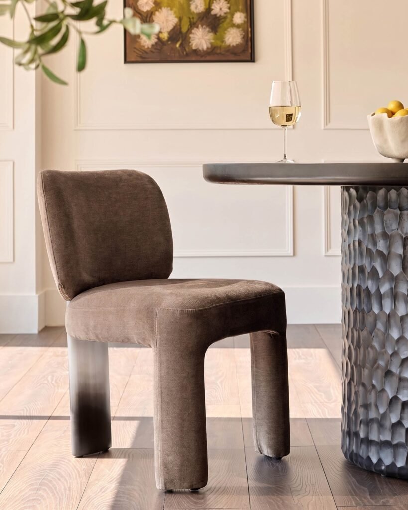 Dusk England Rosalie mocha chenille dining chair - set of 2 Front