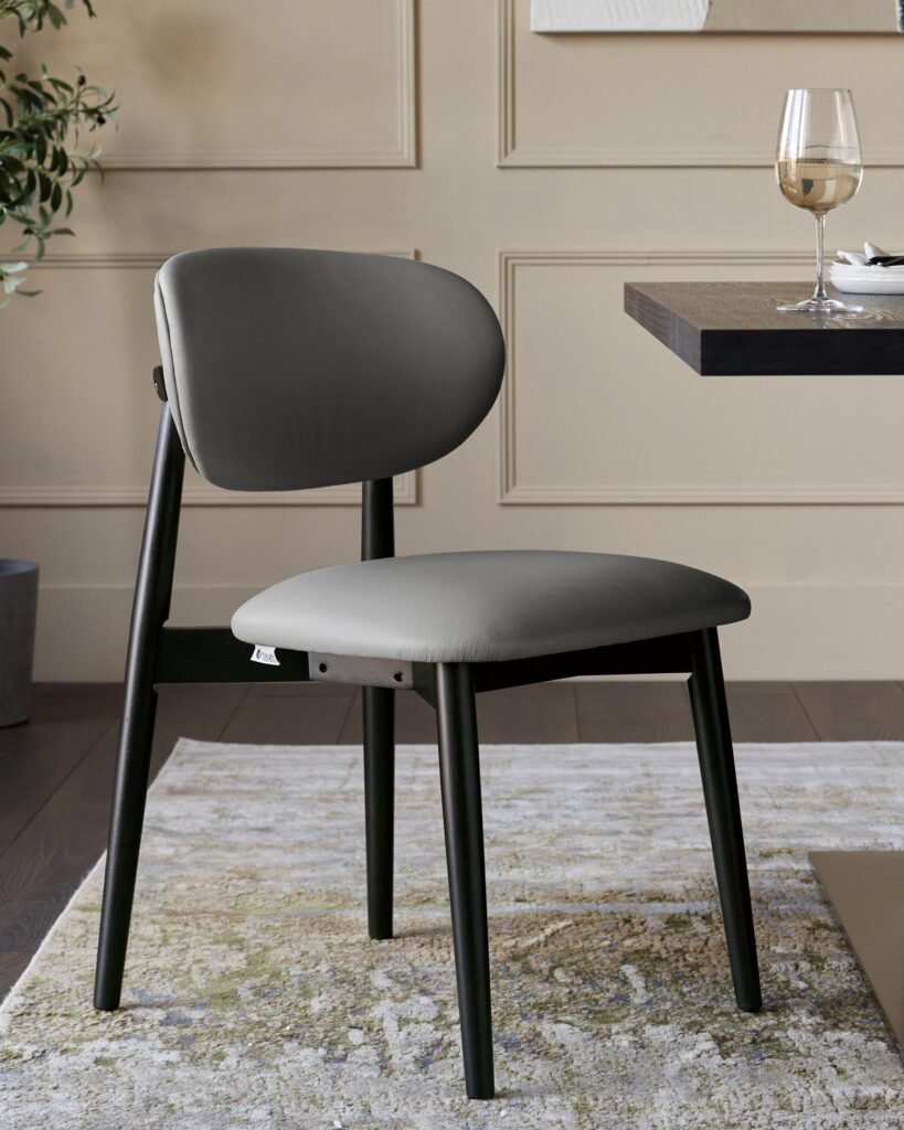 Ryann dark grey leather dining Dusk Scotland chair - set of 2 Front