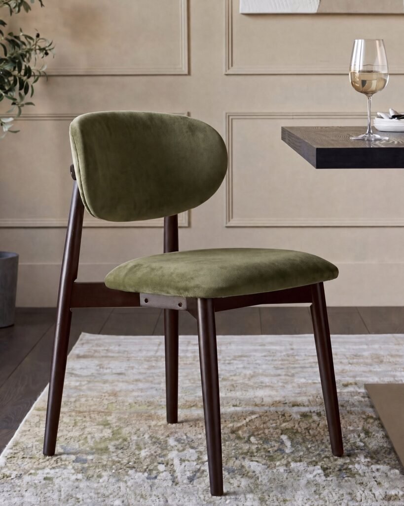 Dusk Ryann olive green velvet dining chair - set of 2 Front