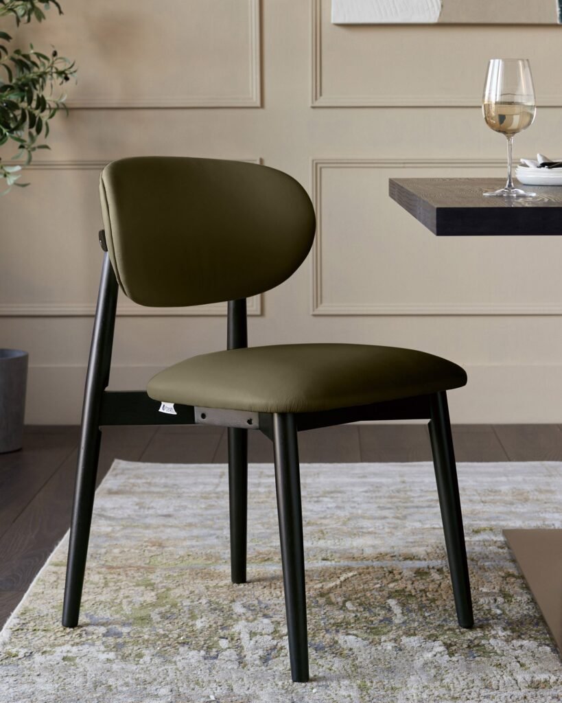 Ryann olive green leather dining Dusk chair - set of 2 Front