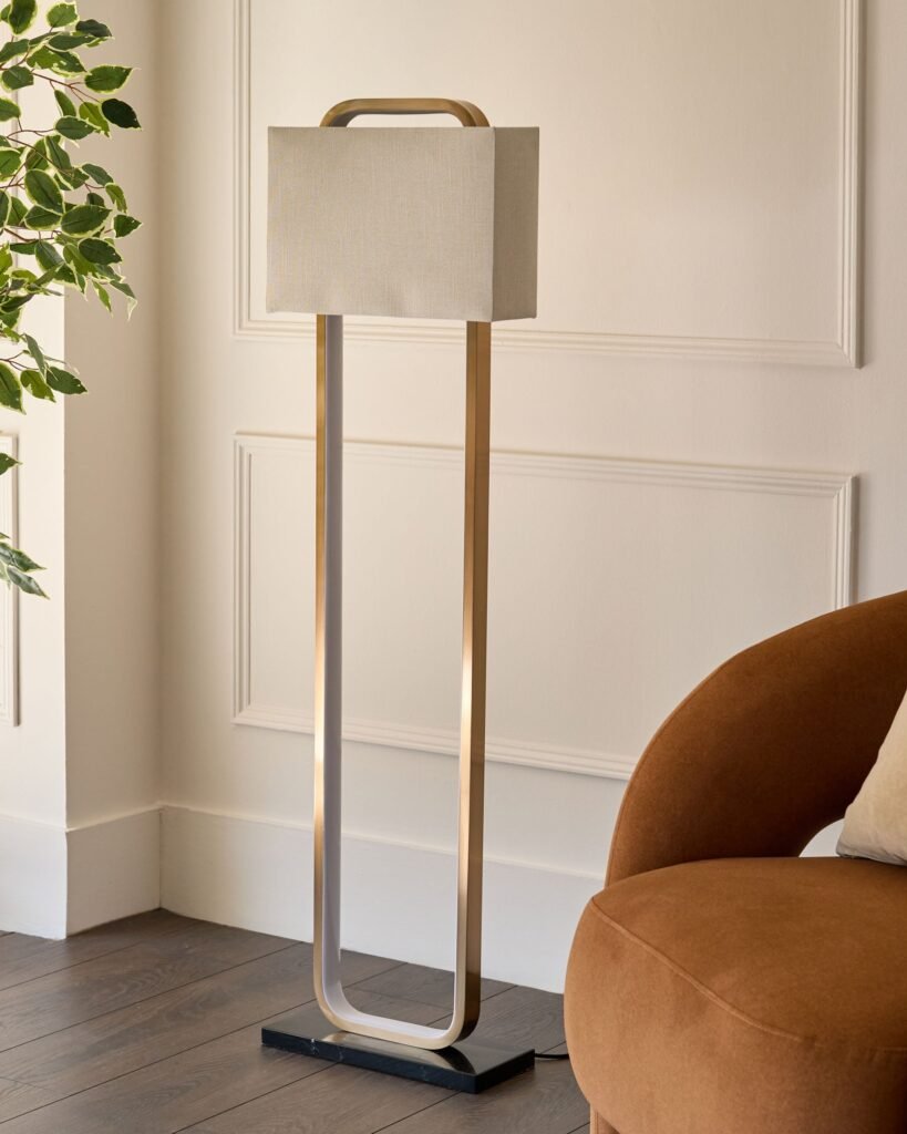 Sanza natural Dusk England linen floor lamp Front