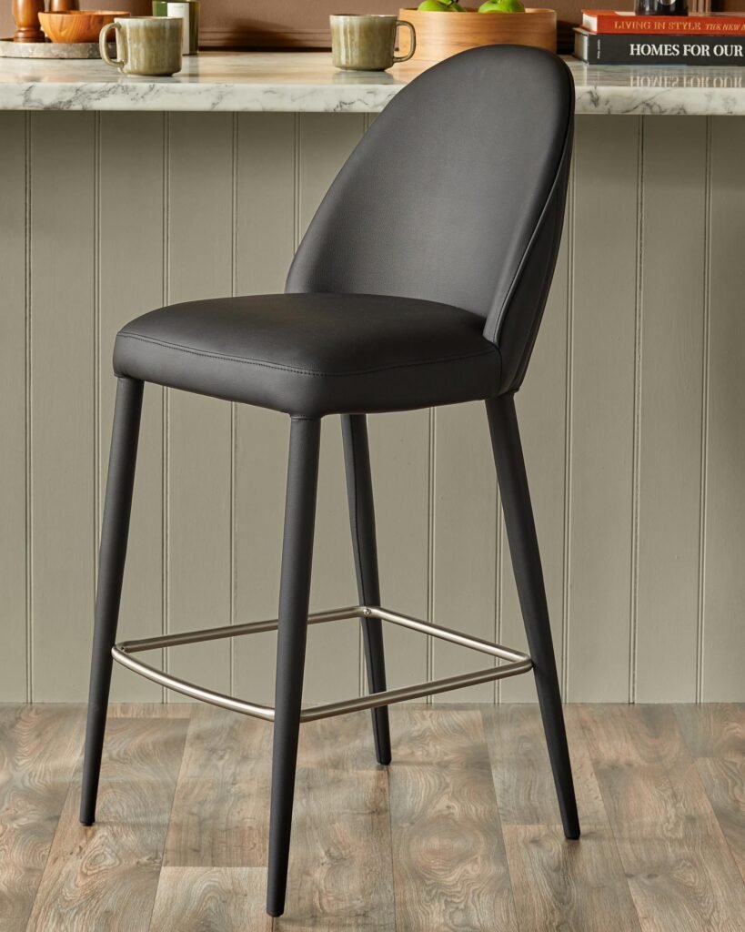 Dusk Scotland Saylor black faux leather bar stool Front