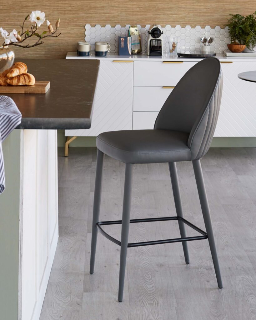 Saylor dark grey faux leather bar stool – Dusk England Front